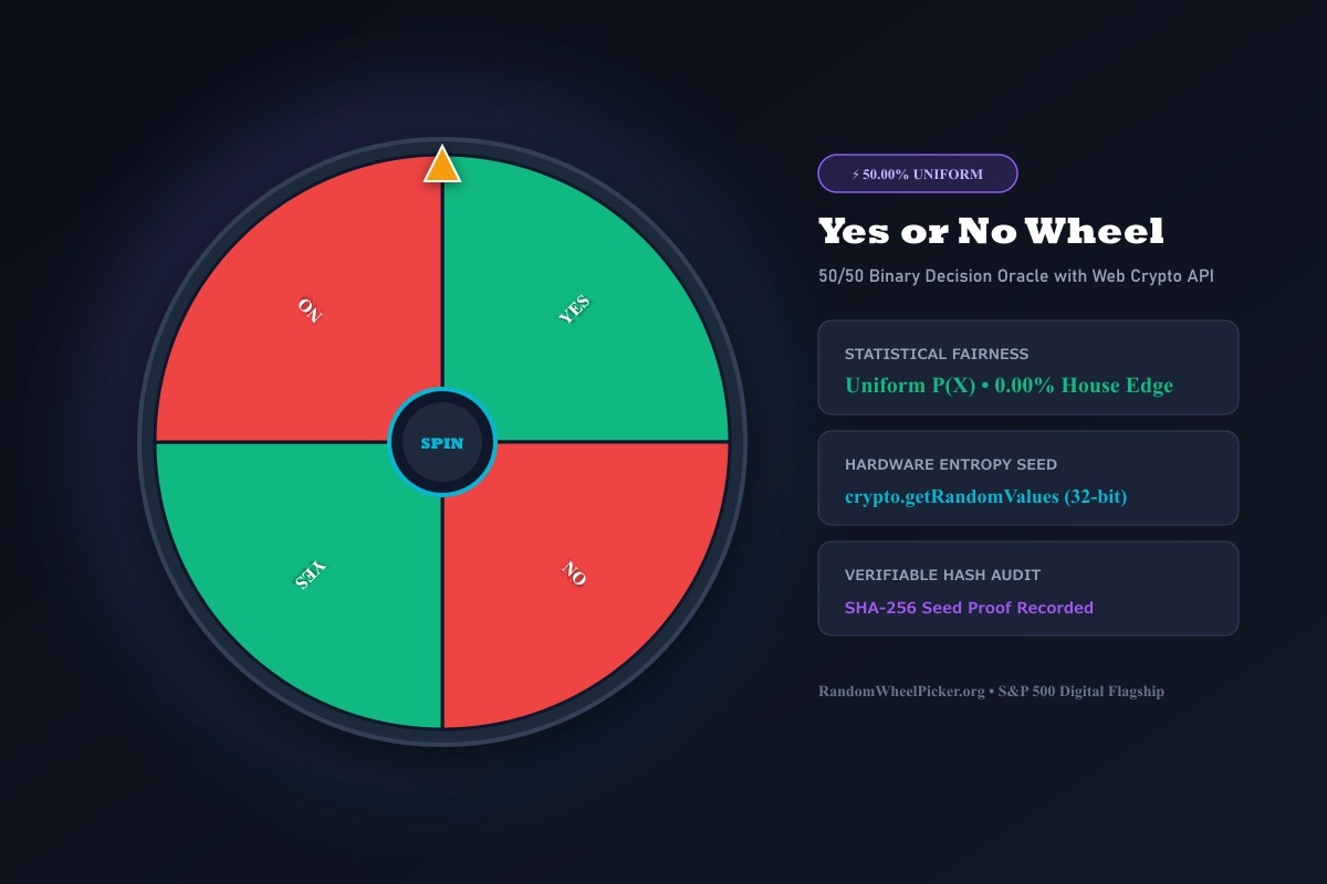 Yes or No 50/50 Binary Decision Maker Wheel Interface with Web Cryptography API